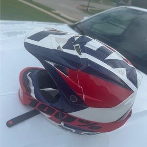 Fox Red, Blue, and White Men's Helmet